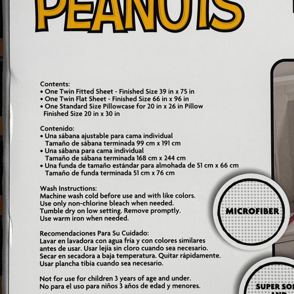 PEANUTS Snoopy Twin Size Sheet Set (Charlie Brown Lucy Linus and the gang) - Picture 5 of 7